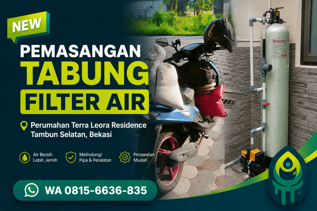 Berangkat Menuju Pemasangan Tabung Filter Air Perumahan Terra Leora Residen Tambun Selatan