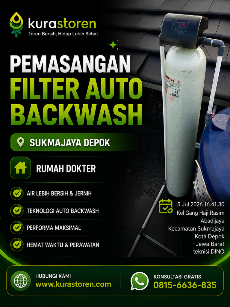 PEMASANGAN FILTER AUTO BACKWASH SUKMAJAYA DEPOK RUMAH DOKTER
